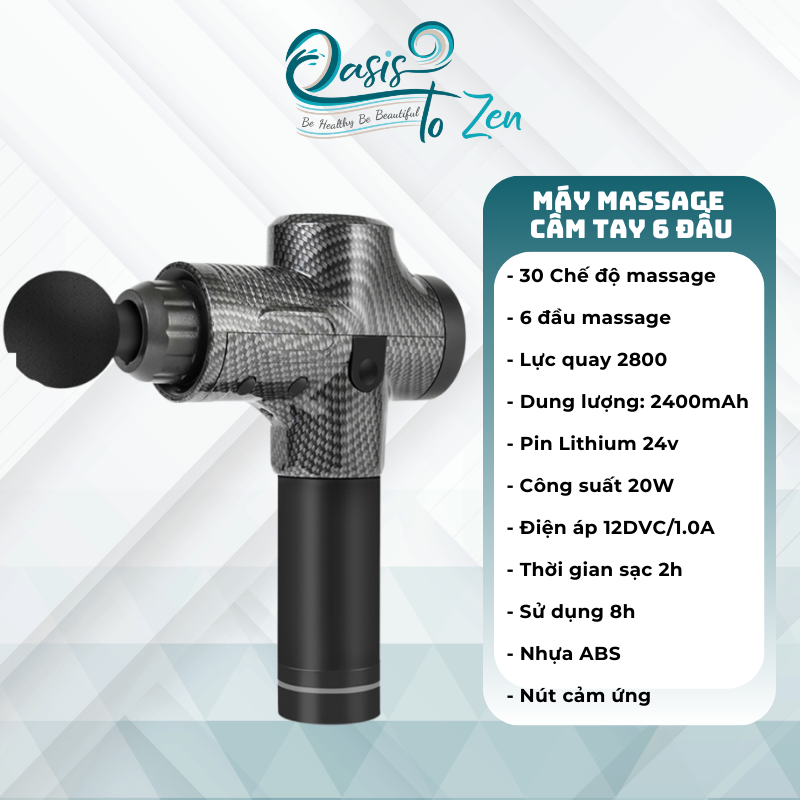 Máy massage cầm tay 6 đầu 30 chế độ, Máy massage EM009 toàn thân cầm tay 6 đầu mát xa cơ cho người tập GYM