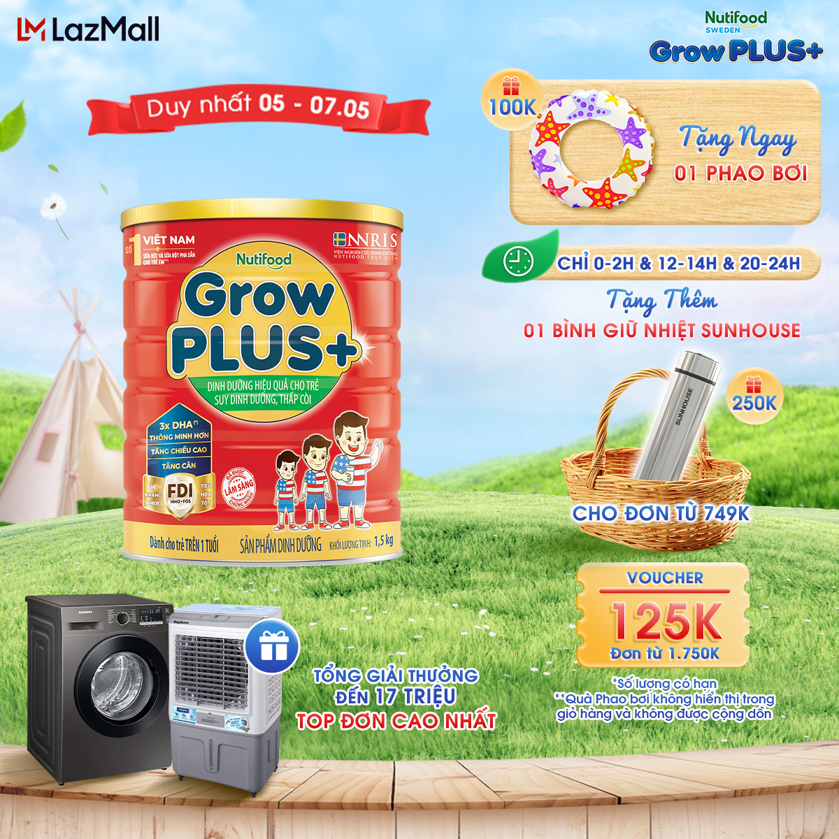 Sữa bột GrowPLUS+ suy dinh dưỡng trên 1 tuổi - Đạt danh hiệu sữa trẻ em số 1 Việt Nam (Lon 1.5kg)