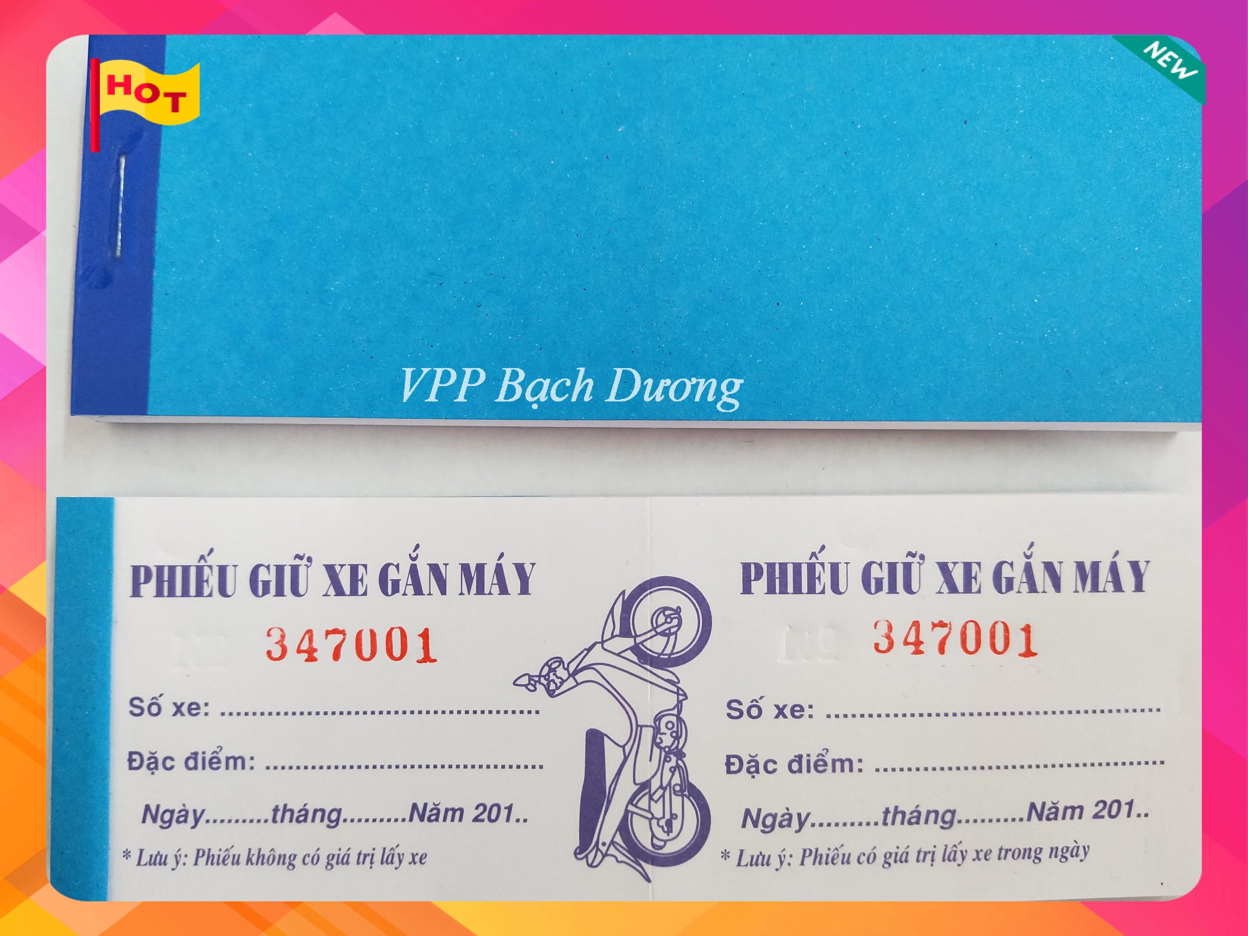 Phiếu Giữ Xe Máy Nhỏ - 10 cuốn- Phiếu gửi xe máy nhỏ