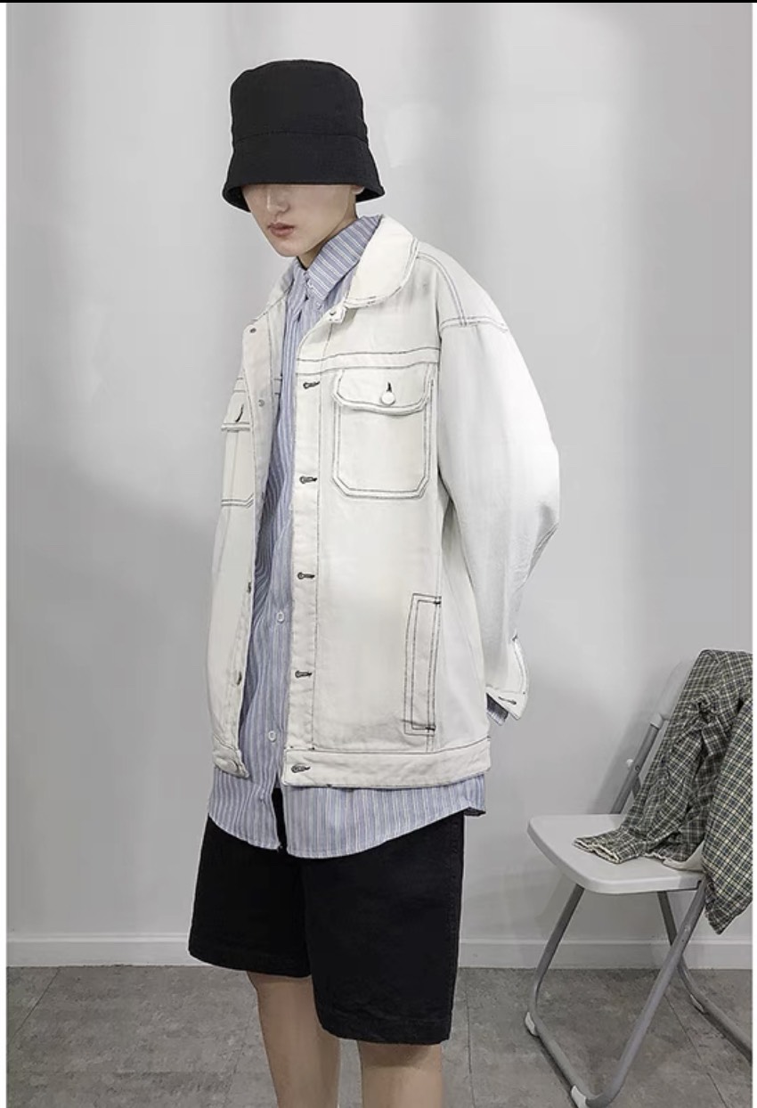 [HCM]ÁO KHOÁC KAKI GIẢ JEN CÁ TÍNH PHONG CÁCH TRẺ PHOM RỘNG UT55