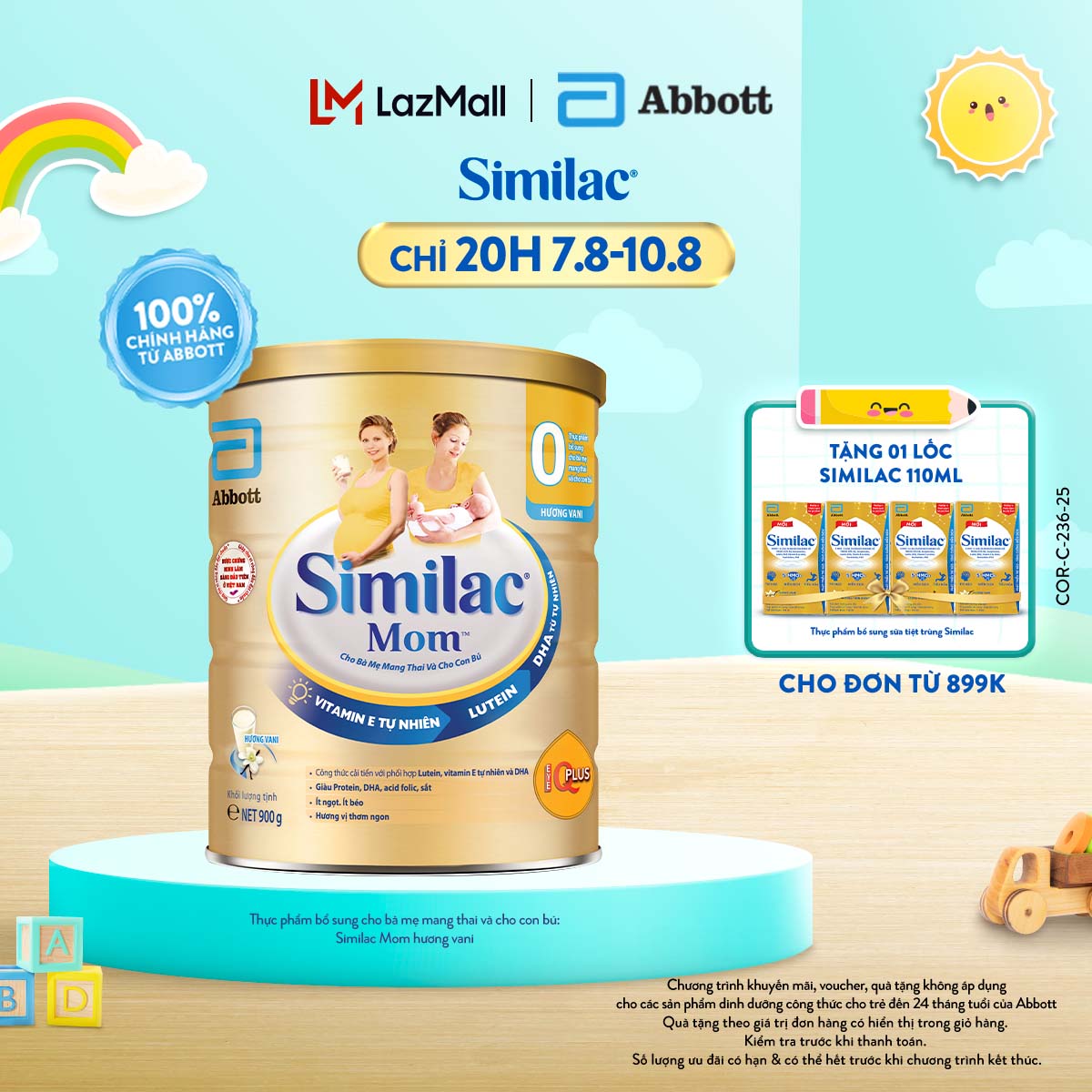 [CHỈ 11-17.8  QT ĐƠN HÀNG 899K-SLCH] Sữa bột Similac Mom hương vani 900g