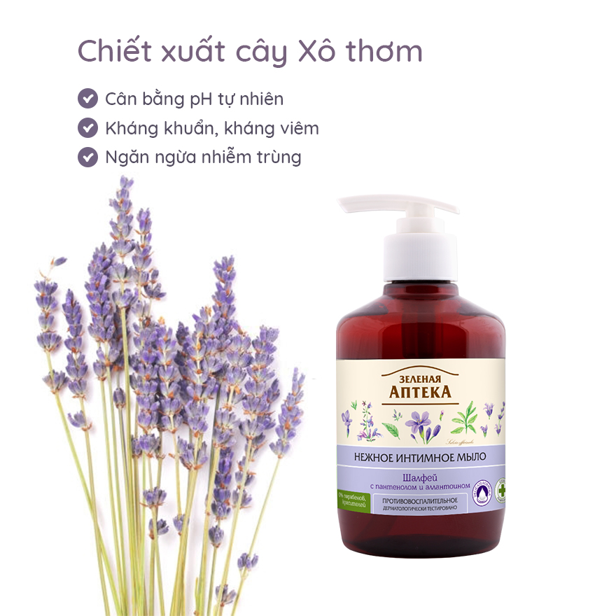 Dung Dịch Vệ Sinh Phụ Nữ Zelenaya Apteka Kháng Viêm Cây Xô Thơm 370ml