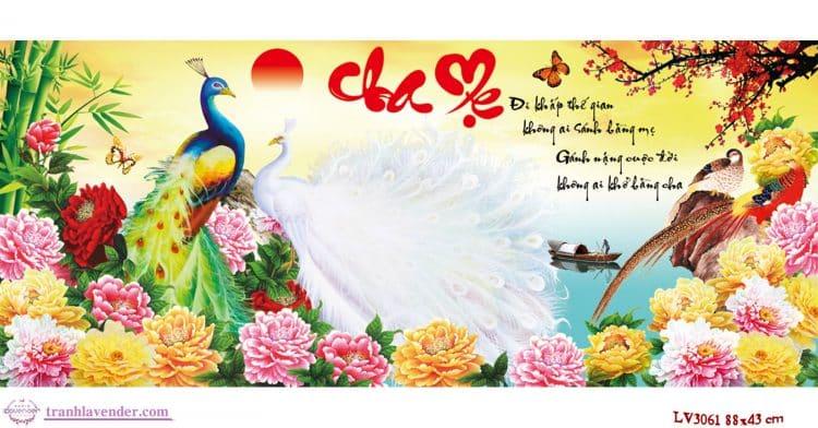 Tranh thêu cha mẹ lv3061 kích thước sản phẩm: 88*43cm