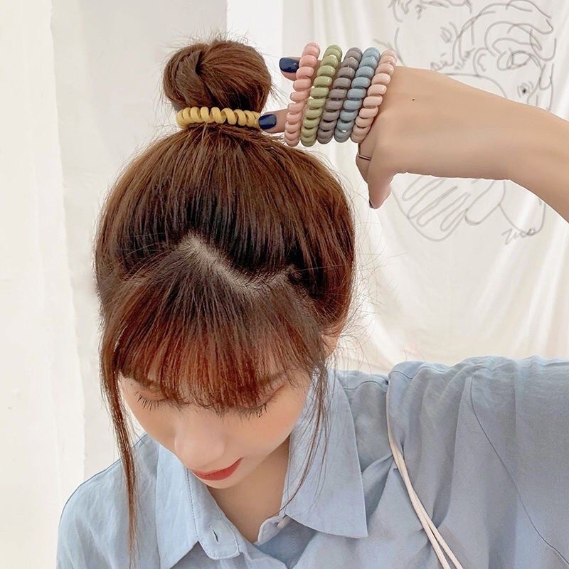 Set 5 chun buộc tóc lò xo siêu bền màu pastel Hàn Quốc