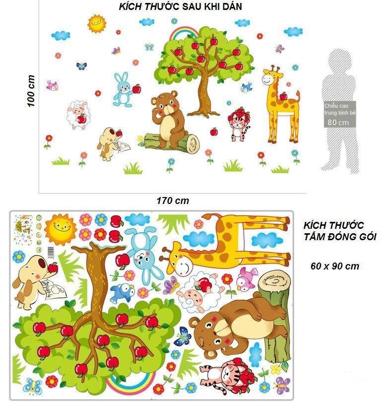 [HCM]Decal dán tường thú cây táo cho bé