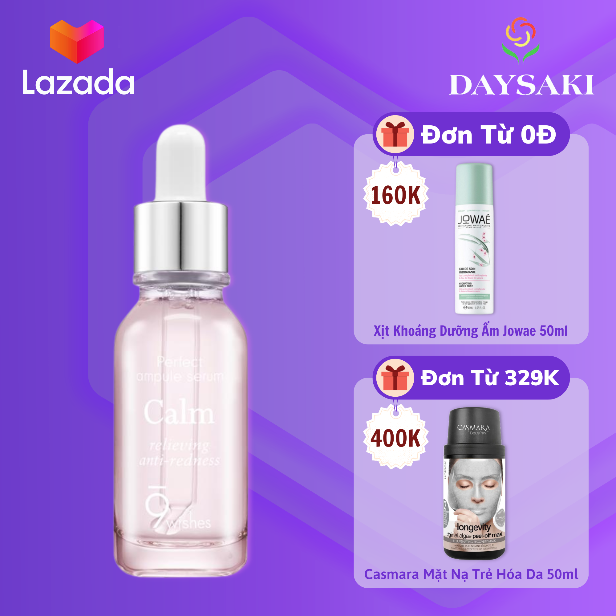 9Wishes Tinh Chất Rau Má Làm Dịu Da, Giảm Mụn Calm Ampule Serum 25ml