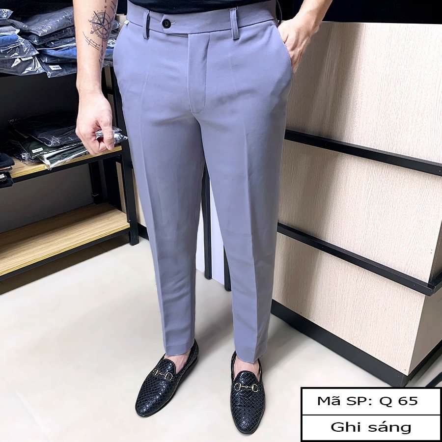 Quần tây nam màu xanh đen chống nhăn kiểu dáng Hàn Quốc