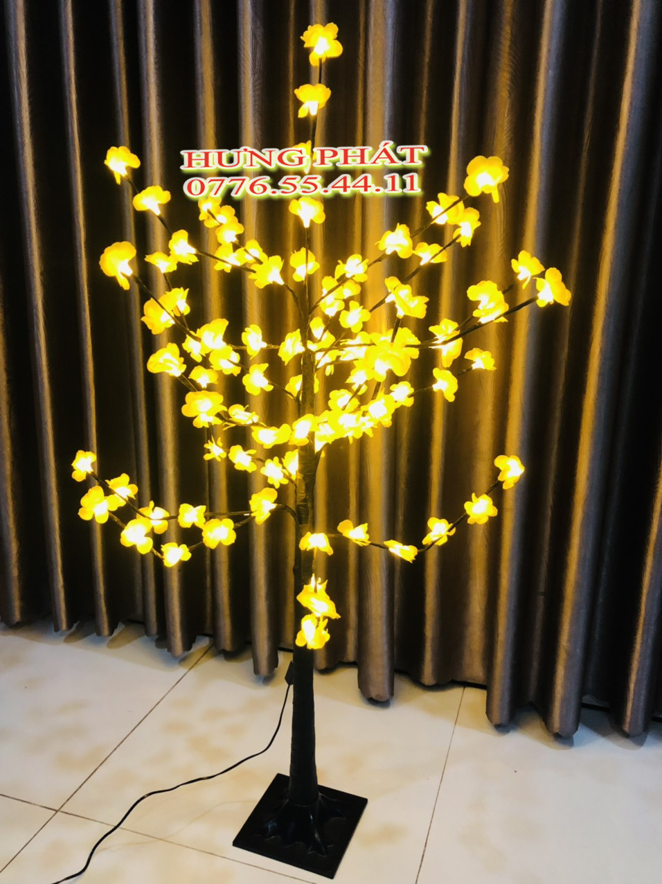 Cây mai đèn led cao 1m trang trí tết - cây thông noel 1m ngôi sao , dây kim tuyến - Cây thông Giáng Sinh