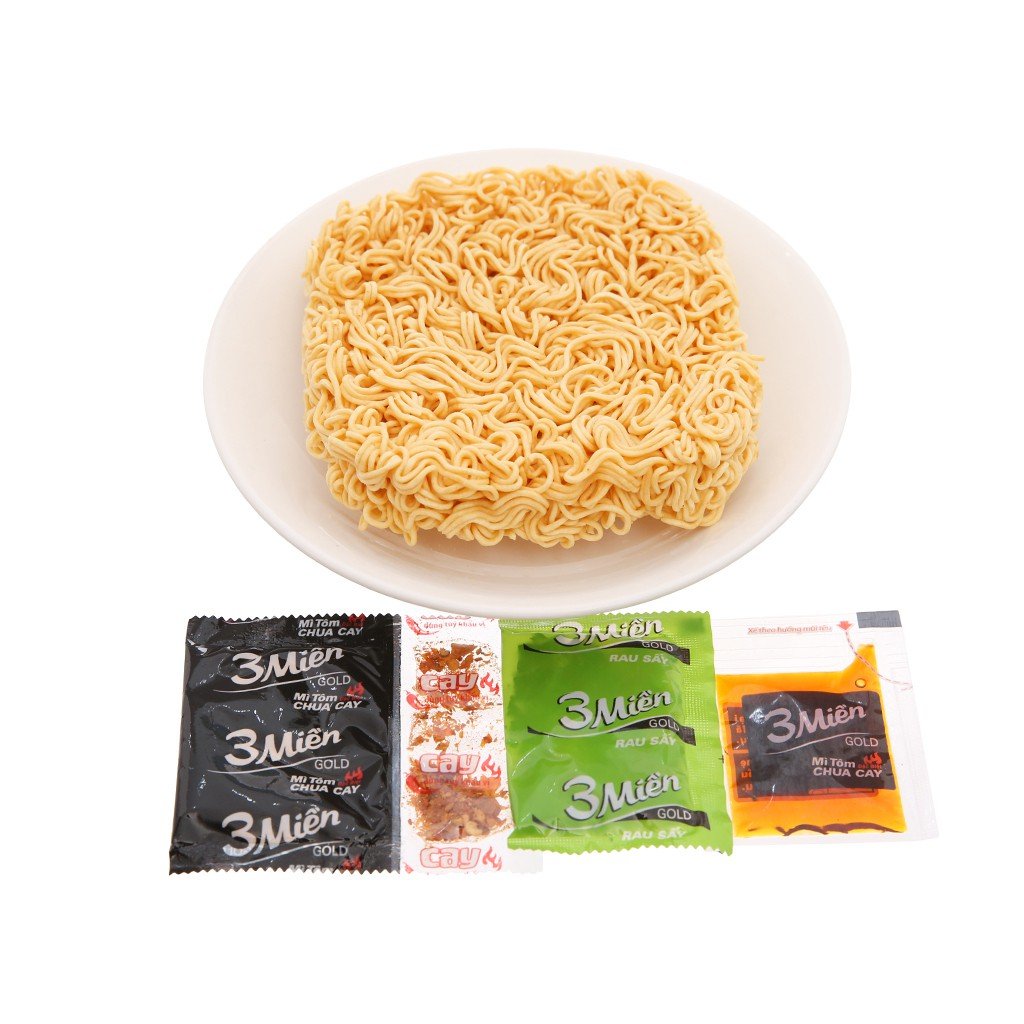 Thùng 30 gói mì 3 Miền tôm chua cay 65g (Date mới)
