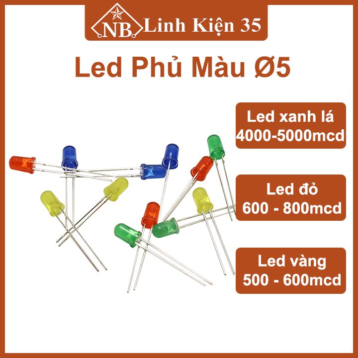 Gói 10 con LED phủ màu 5mm (3V) siêu rẻ