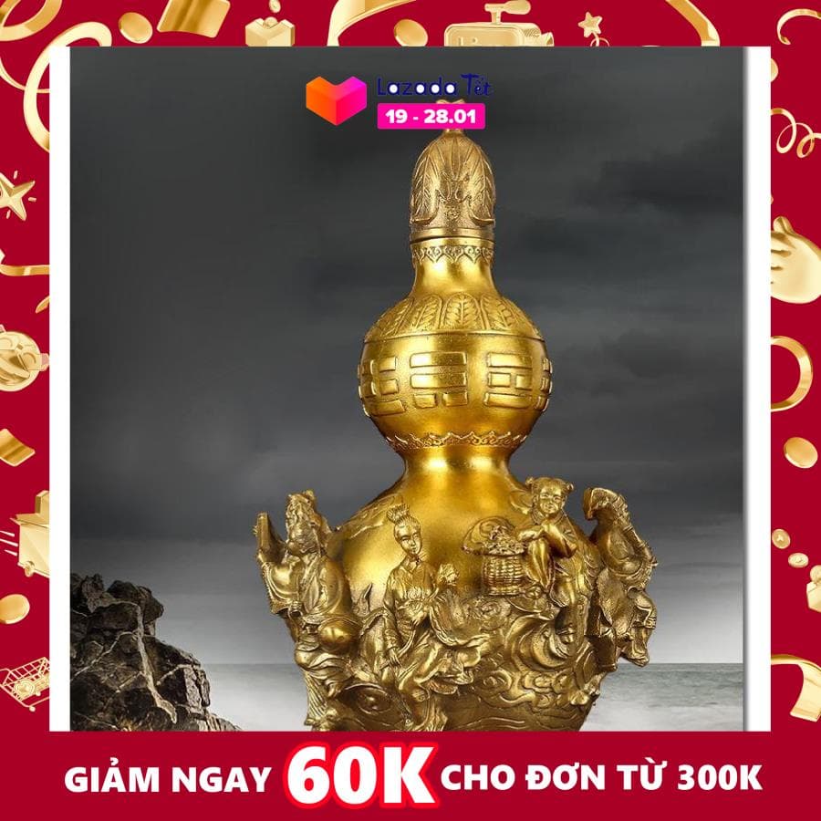 Hồ lô bát tiên bằng đồng thau cỡ siêu đại. Vật phẩm tâm linh, vật phẩm phong thủy, cam kết hàng chín