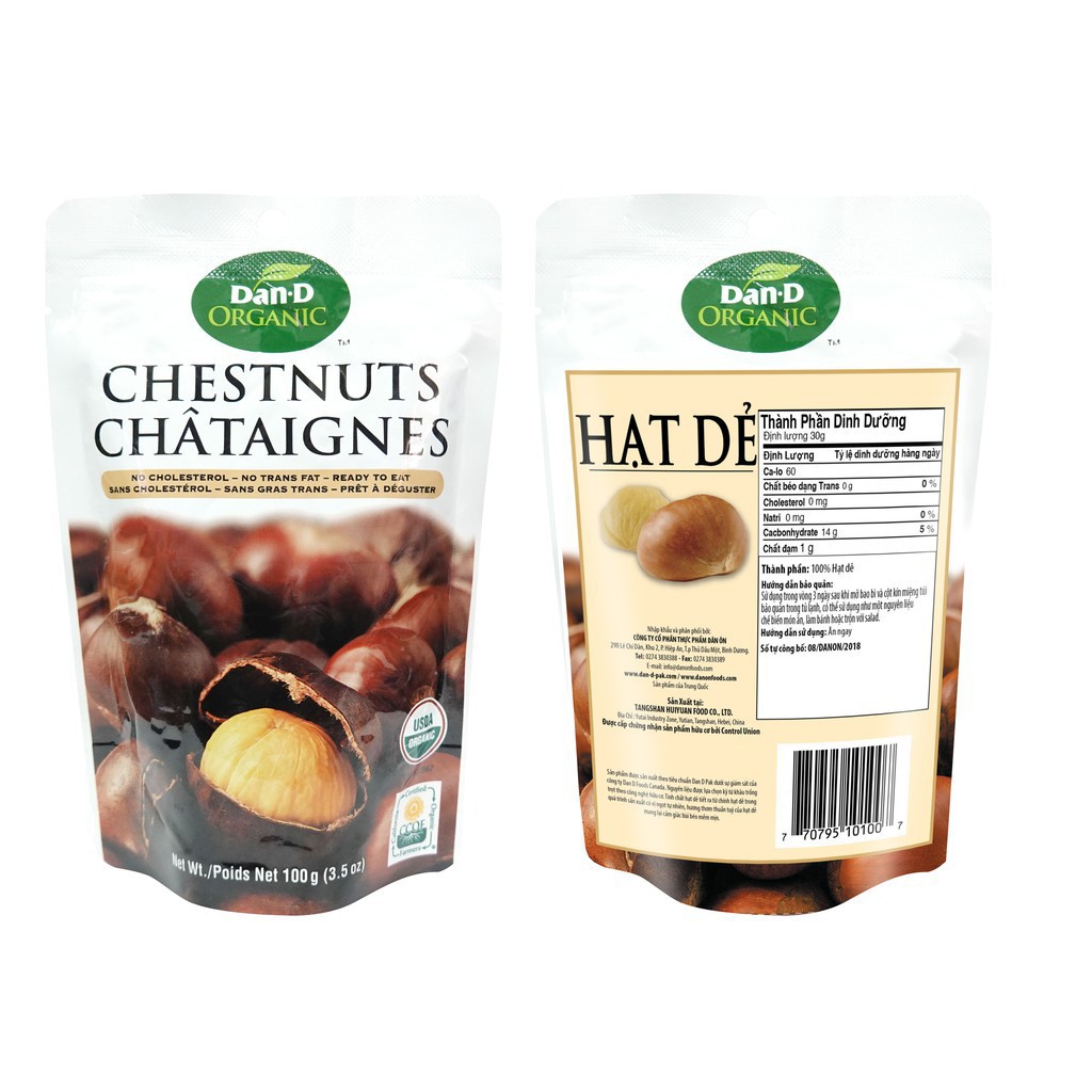 Hạt dẻ hấp ogranic 100g chesnuts