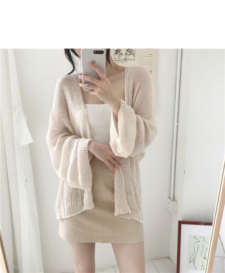 Áo len mỏng Cadigan phong cách Hàn Quốc