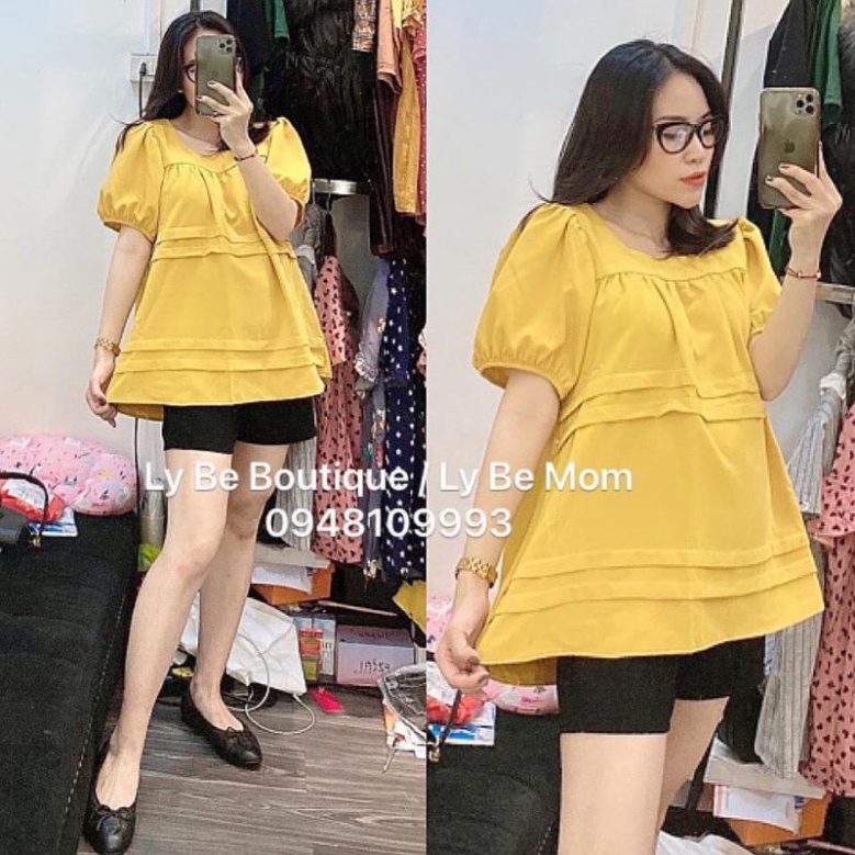 Áo bàu thiết kế cổ vuông xinh