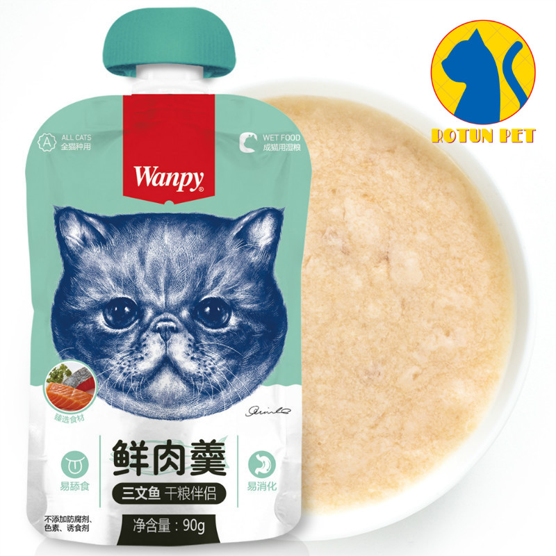 Soup thưởng Wanpy dạng tuýp 90g dành cho mèo, đồ ăn bổ sung dinh dưỡng cho mèo