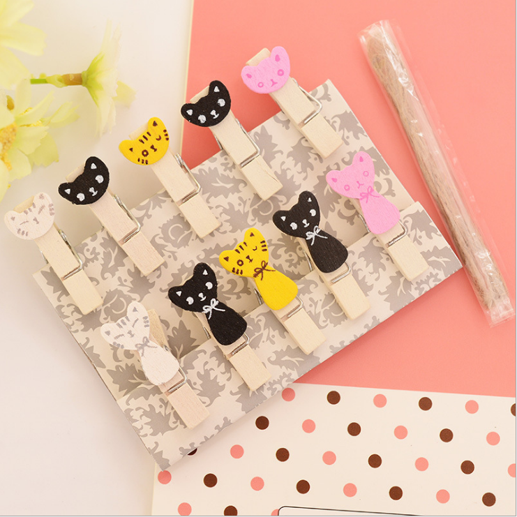 Kẹp treo ảnh bằng gỗ 10 chiếc nhiều màu độc đáo, vật dụng trang trí nhà cửa tiện ích - giao mẫu ngẫu nhiên