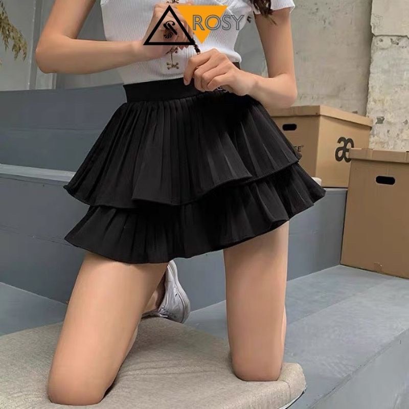 Chân váy dập ly xòe bồng bềnh vải tuyết mưa- váy 2 tầng
