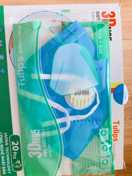 [Bán lẻ CHÍNH HÃNG 3DN95] Khẩu trang 5 lớp Tulips 3D N95 Lọc Bụi Siêu Mịn PM2.5 Có Van Thở