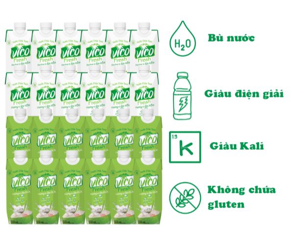 Thùng 24 Hộp Nước Dừa Vico Fresh 330ml