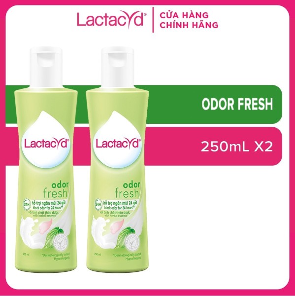 Bộ 2 chai DDVS Phụ nữ Lactacyd Odor Fresh NGĂN MÙI 24H 250ml/chai cao cấp