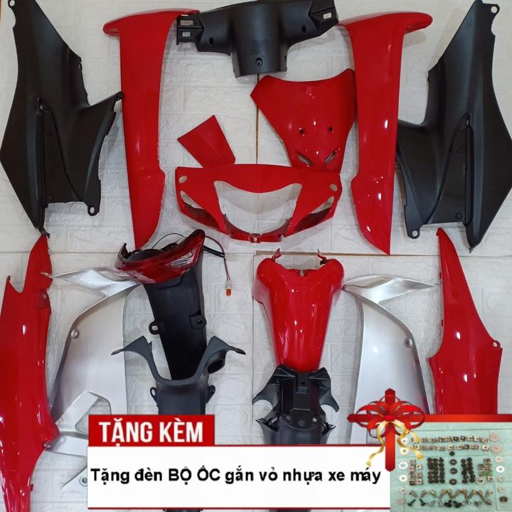 [TẶNG TEM - ốc ] Dàn áo xe - bộ nhựa xe - bộ vỏ xe máy Wave RS - Wave alpha mới - Wave s100, nhựa ABS nguyên sinh cốt trắng cao cấp màu ĐỎ CỜ,đồ chơi xe máy giá rẻ
