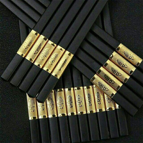 Bộ 10 Đôi Đũa Khảm Vàng - Sang Trọng - Cao Cấp - Phong Cách Nhật Bản | Đũa gỗ Nhật | Đũa hoa văn khảm vàng | Đũa khảm vàng cao cấp VHN-2248