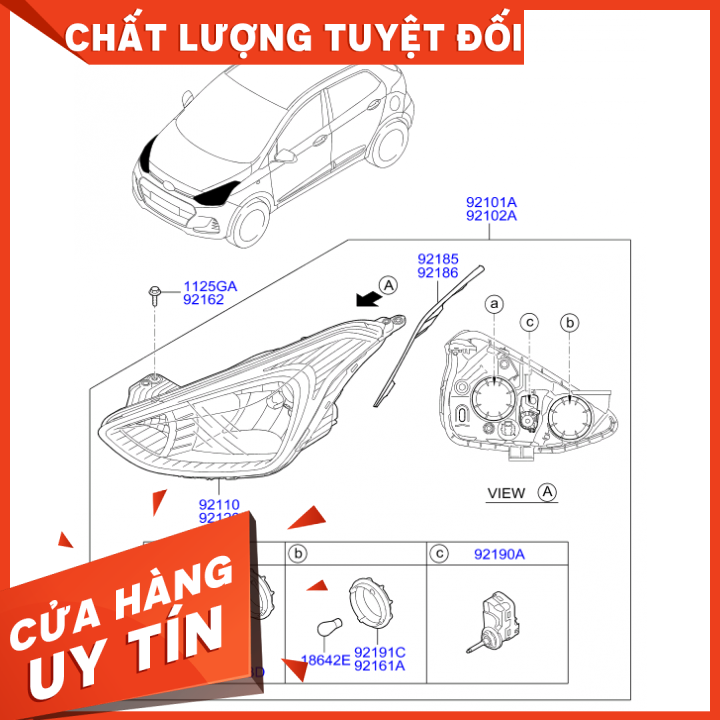 ĐÈN PHA HYUNDAI I10 GRAND (92101 B4040,92102 B4040)