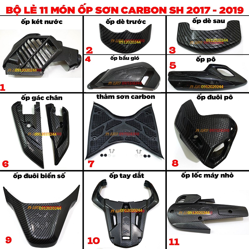 COMBO 11 MÓN CARBON CHO SH 2017 2018 2019 (TẶNG BỌC SILICON SMK)