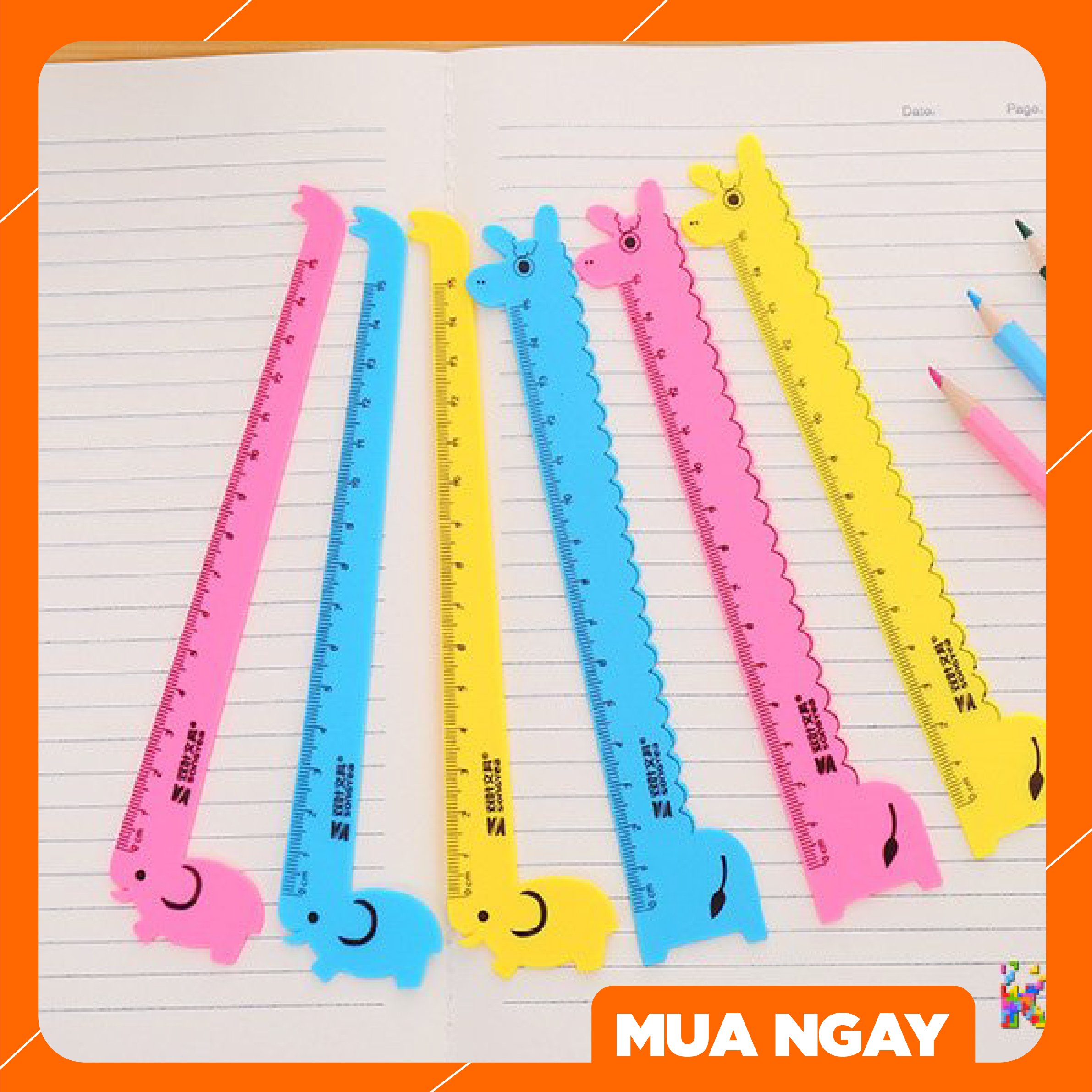 Đồ dùng học tập Thước kẻ hình động vật nhiều màu ngộ nghĩnh loại 15cm-