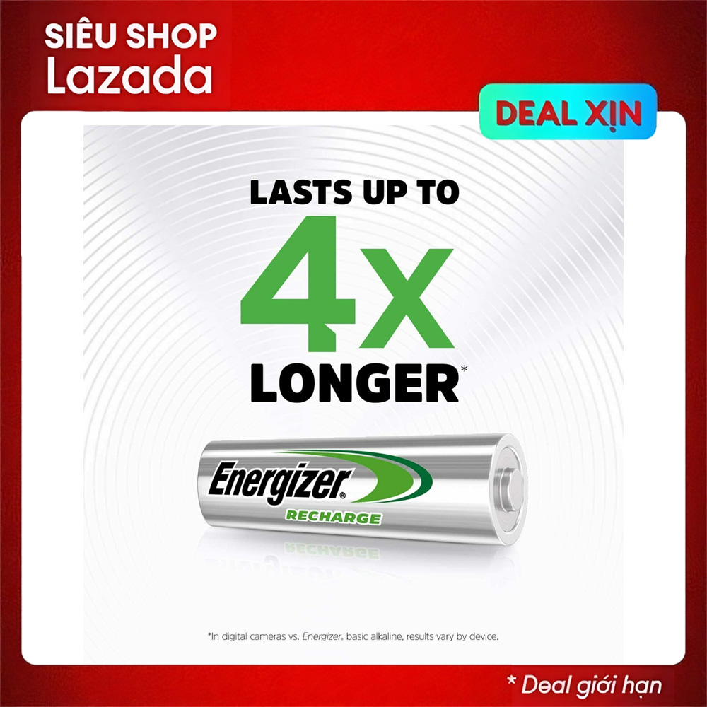 Bộ 2 Pin sạc AA Energizer 2000mAh Power Plus điện áp 1.2V, size chuẩn, tương thích nhiều thiết bị