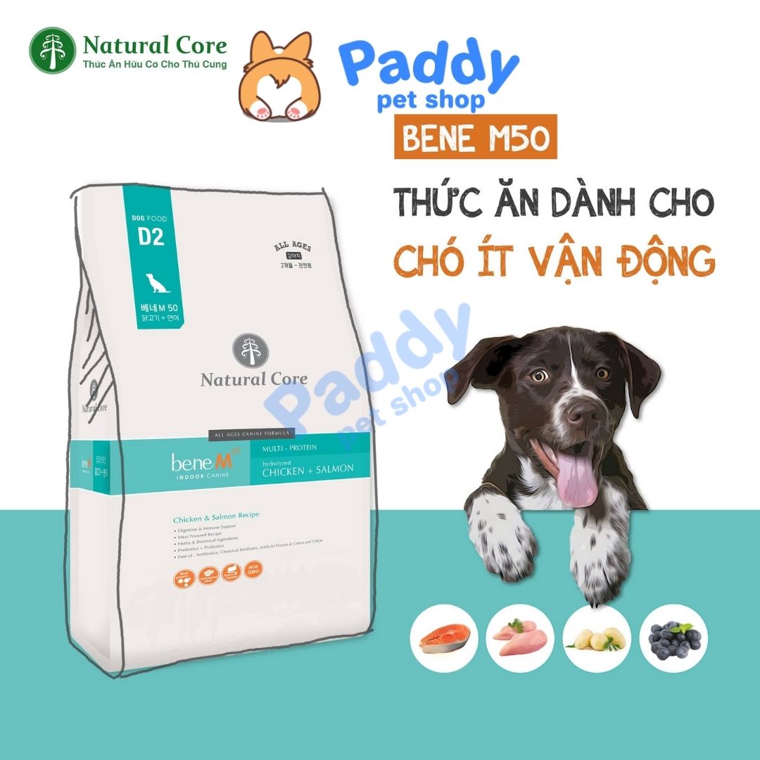 Hạt Cho Chó Mọi Lứa Tuổi Hữu Cơ Natural Core M50 Gà & Cá Hồi