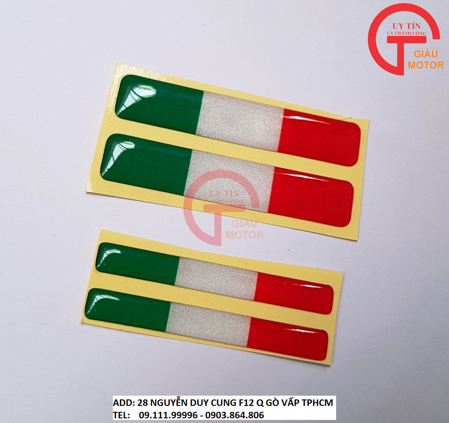 CẶP TEM NỔI PHẢN QUANG CỜ  Ý 3 MÀU SIZE NHỎ