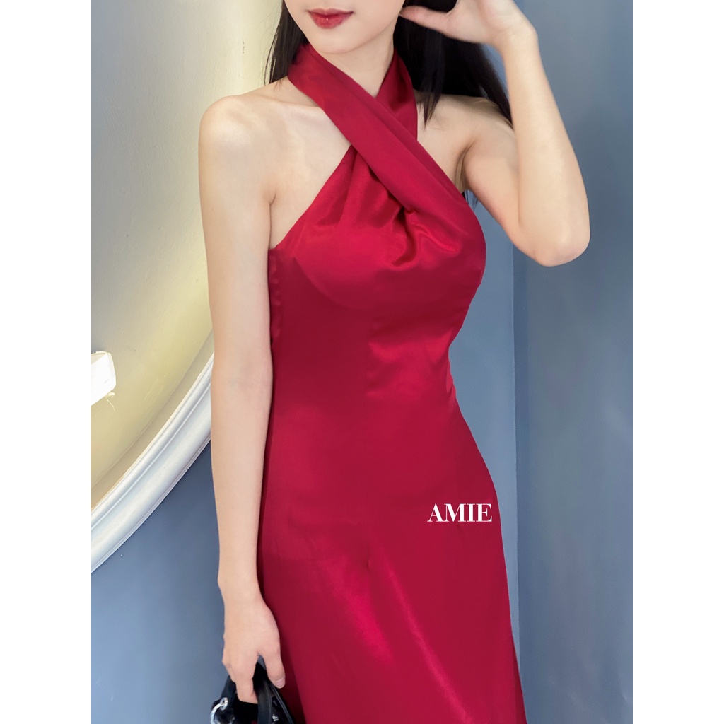 Đầm Lụa Nữ Amie Thiết Kế Cổ Chéo Dáng Dài, Váy Thời Trang Cao Cấp Chất Phi Lụa Sang Chảnh D09