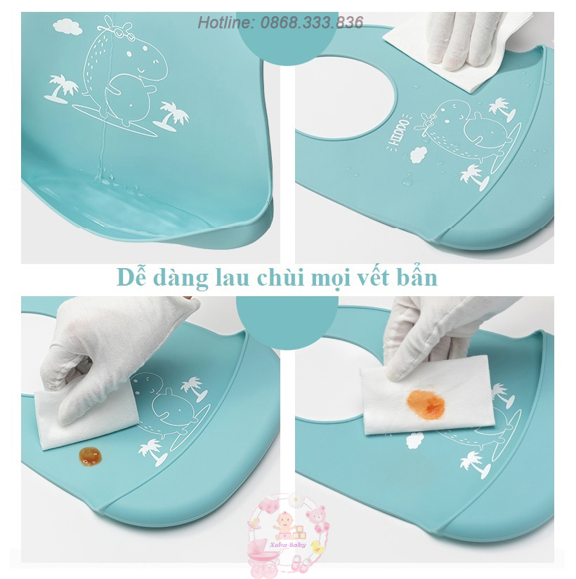 Yếm silicon 3d ăn dặm cho bé siêu nhẹ có máng hứng