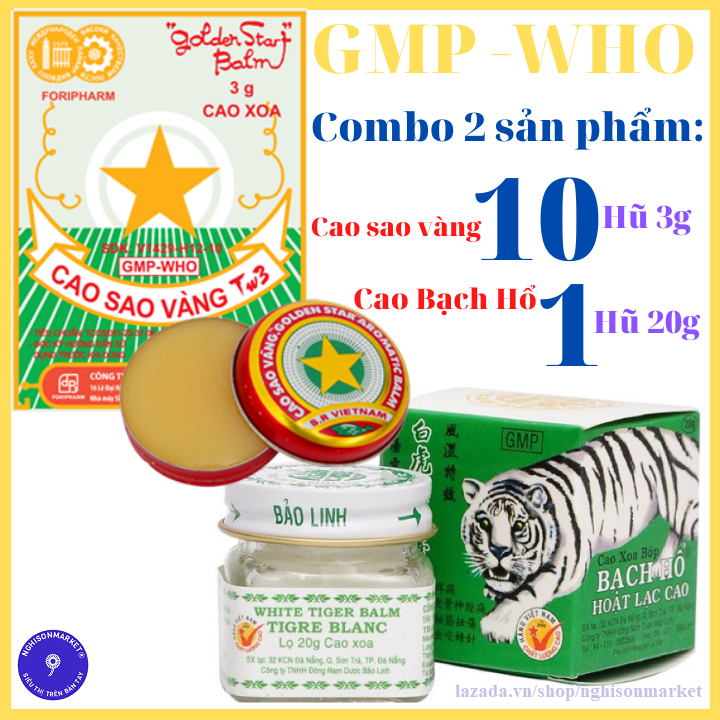 DẦU NÓNG Combo Bạch Hổ Hoạc Lạc Cao 1 hũ 20g và Dầu Cù Là Cao Sao Vàng TW3 10 hũ 3g