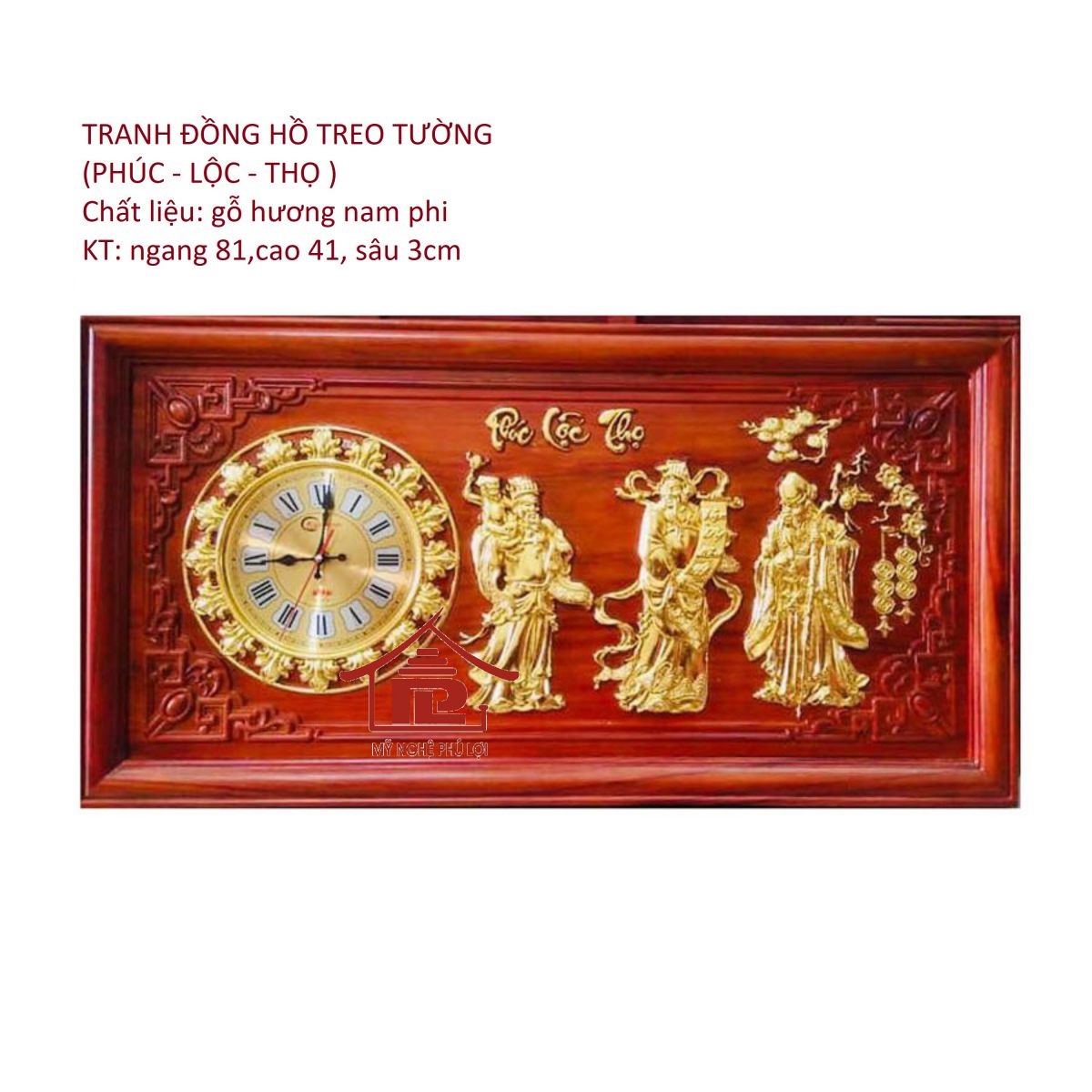 Tranh đồng hỗ gỗ ( Phúc – Lộc – Thọ)