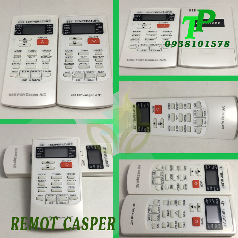 Điều Khiển, Remote Máy Lạnh Điều Hòa Casper (Tặng Kèm Pin)
