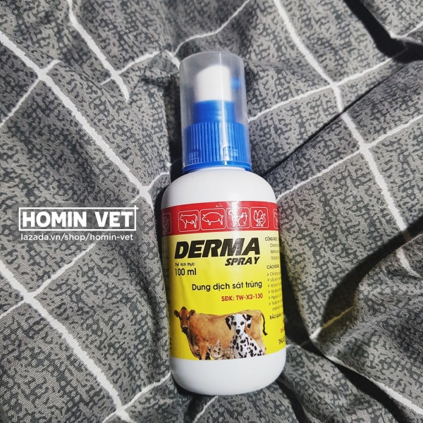 Derma Spray - Lọ xịt sát trùng vết thương ngoài da chó mèo, lợn trâu bò, gia súc