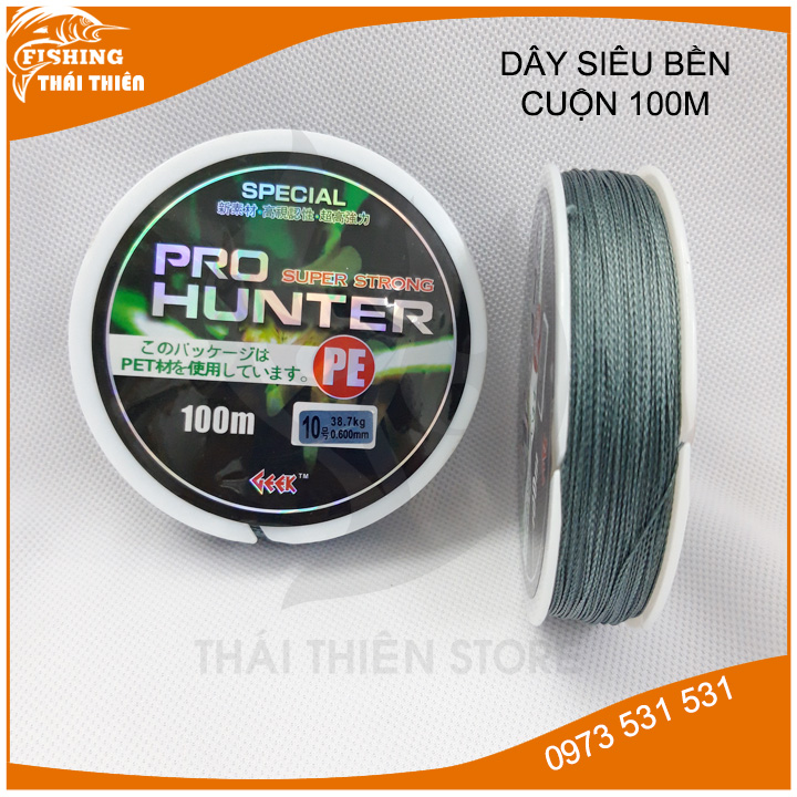 [HCM]Dây Câu Cá Siêu Bền Dây Braid PE Pro Hunter cuộn 100m