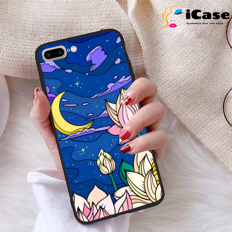 Ốp lưng iphone 7 plus viền dẻo tpu bst sen