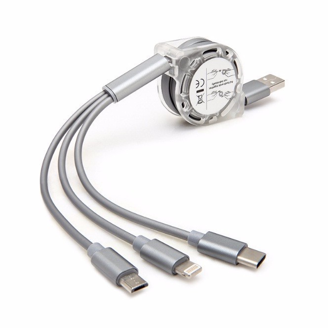 [HCM]Dây Sạc Rút 3 Đầu Lightning Type C Và Micro USB
