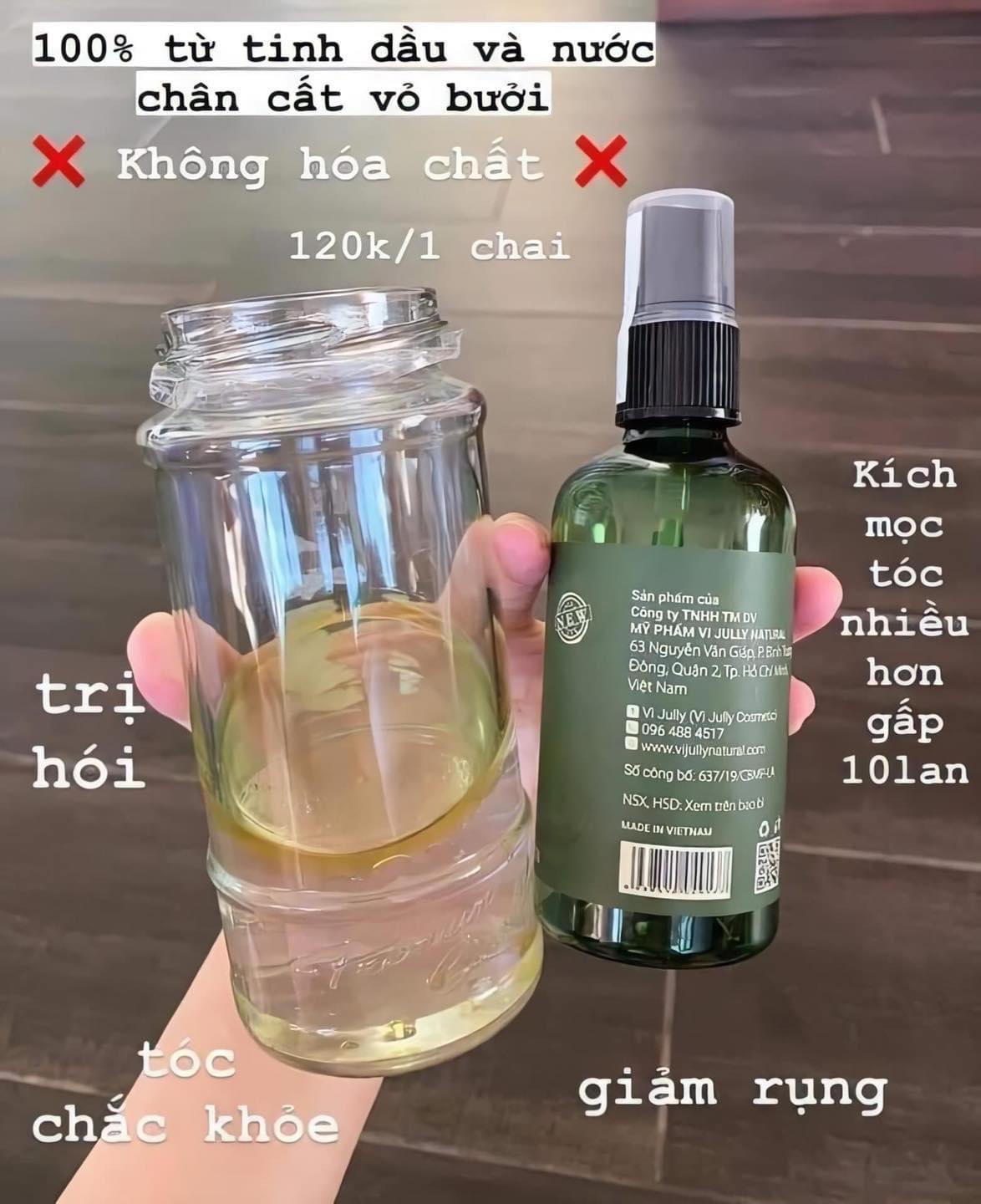 [ Vi Jully ] Combo 5 Chai Tinh Dầu Bưởi Vi Jully Kích Mọc Tóc - Làm Dài Tóc Nhanh