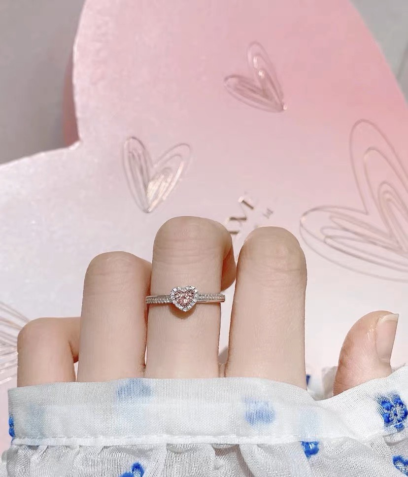 Nhẫn bạc nữ 925 nhẫn Pink Stone-Aura Silver-N44