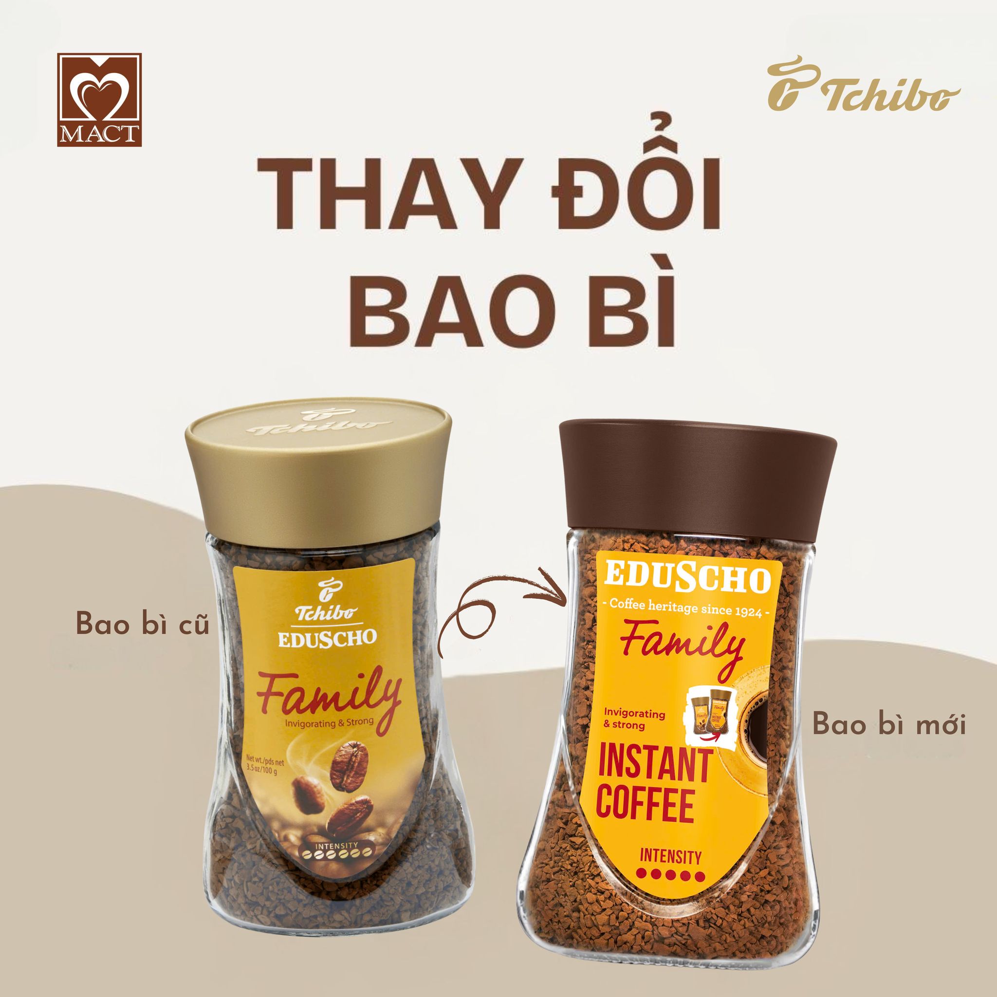 Cà phê hòa tan TCHIBO FAMILY EDUSCHO - 100% Robusta - Vị đắng đậm đà