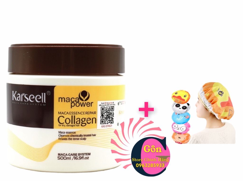 Kem Hấp - Ủ- Xả Phục Hồi Tóc Collagen Karseell Maca Dạng Hũ 500 ml