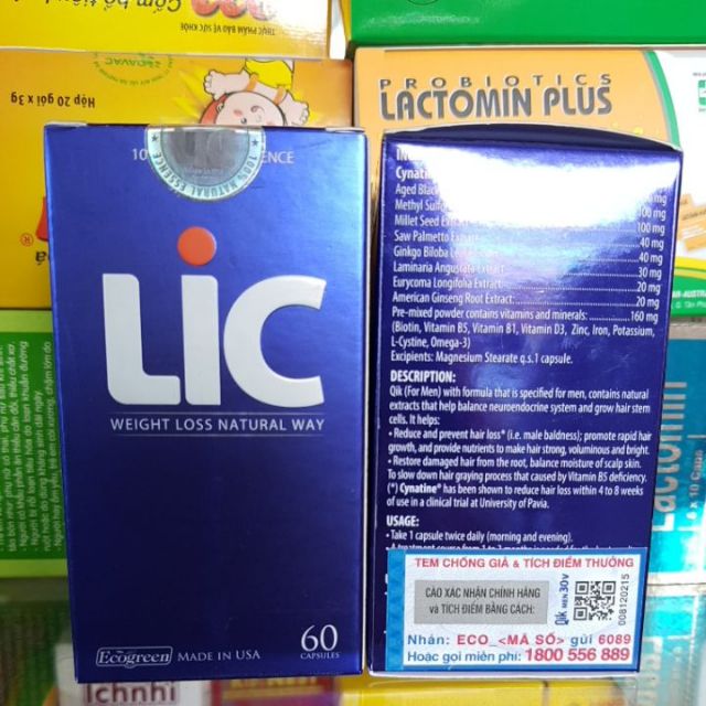 ( CHÍNH HÃNG) VIÊN GIẢM CÂN Lic HỘP 60 VIÊN