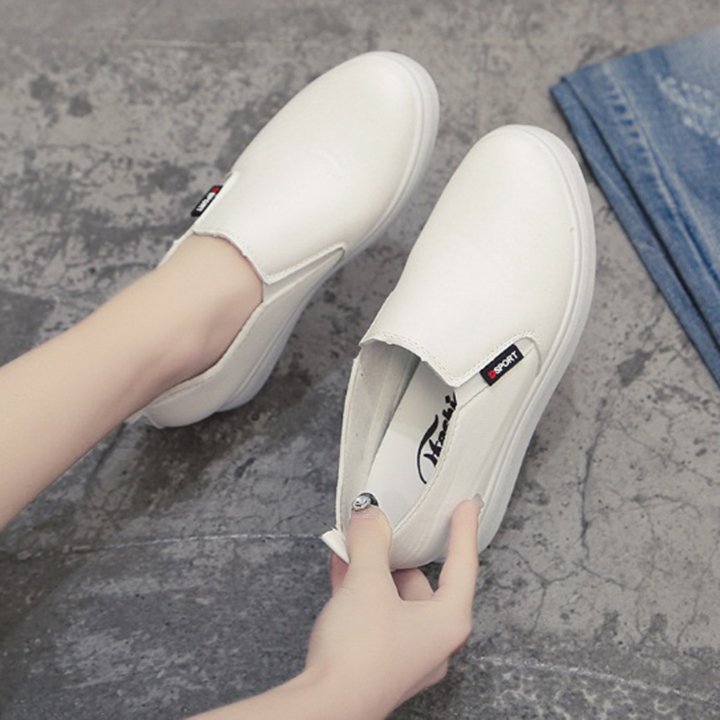 [CHẤT LƯỢNG] Giày độn đế nữ, giày slip on nữ độn đế da trơn và lazer lổ thoáng khí cao 6cm, êm chân S065