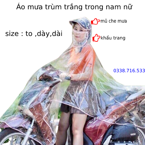 Áo mưa trong suốt loại dày size to nhất