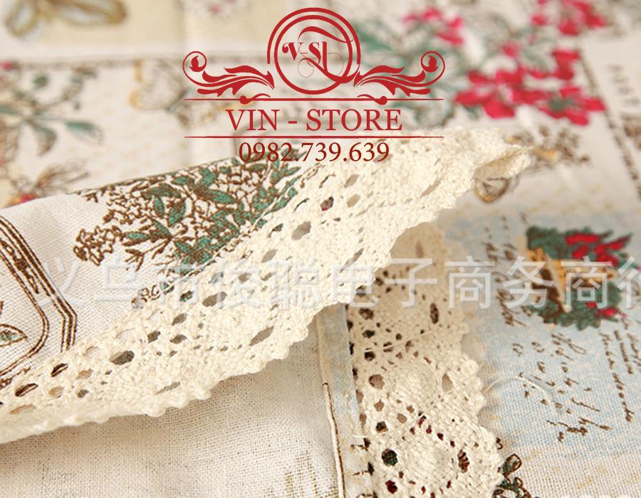 140X220cm KB005 Khăn trải bàn Hoa Hồng Đỏ Vinstore Homedecor khăn trải bàn đẹp khăn ăn khăn bàn tablecolths tableware flower canvas vintage tea dining table cafe fabric linen cotton