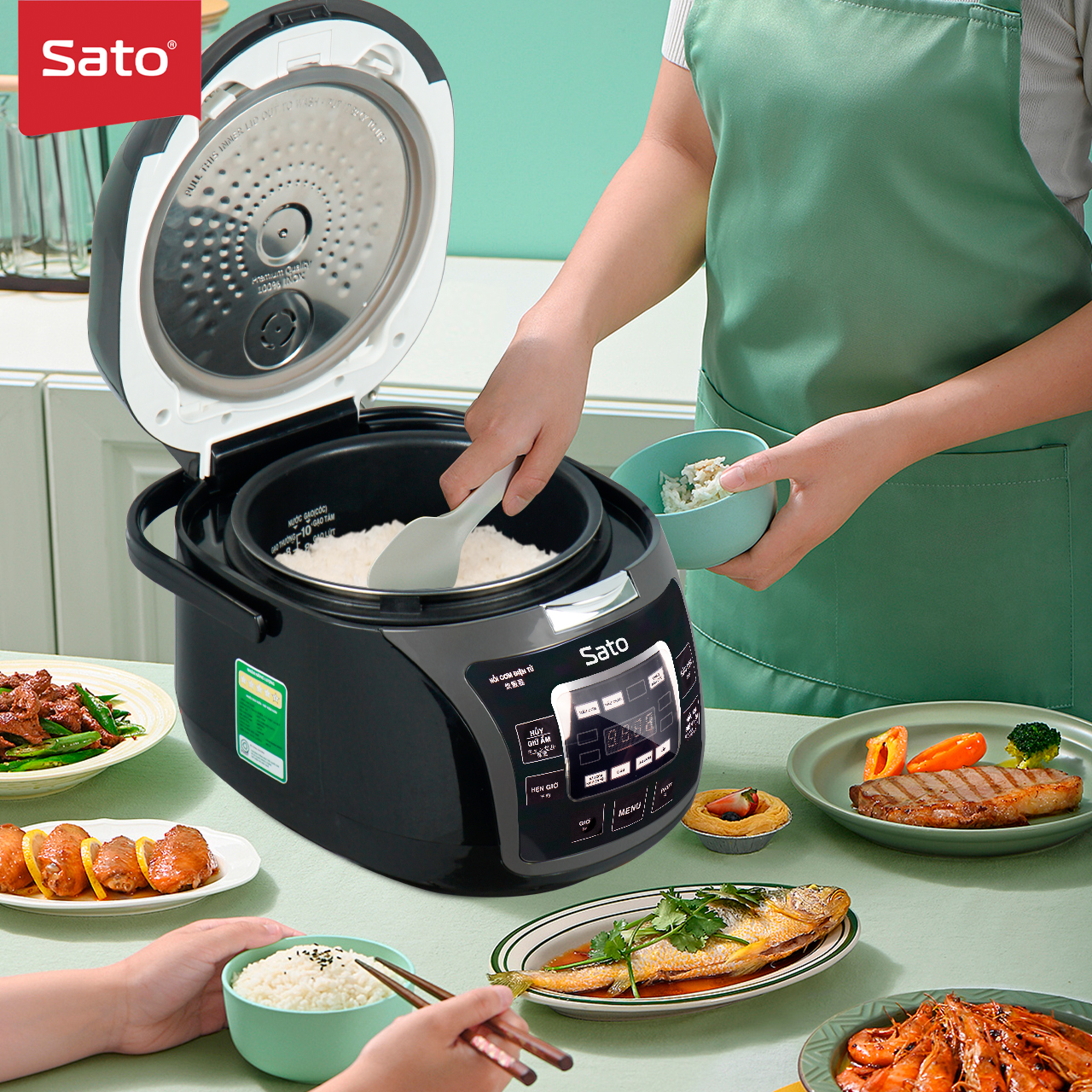 Nồi cơm điện tử 1.8L Sato 18DT017G